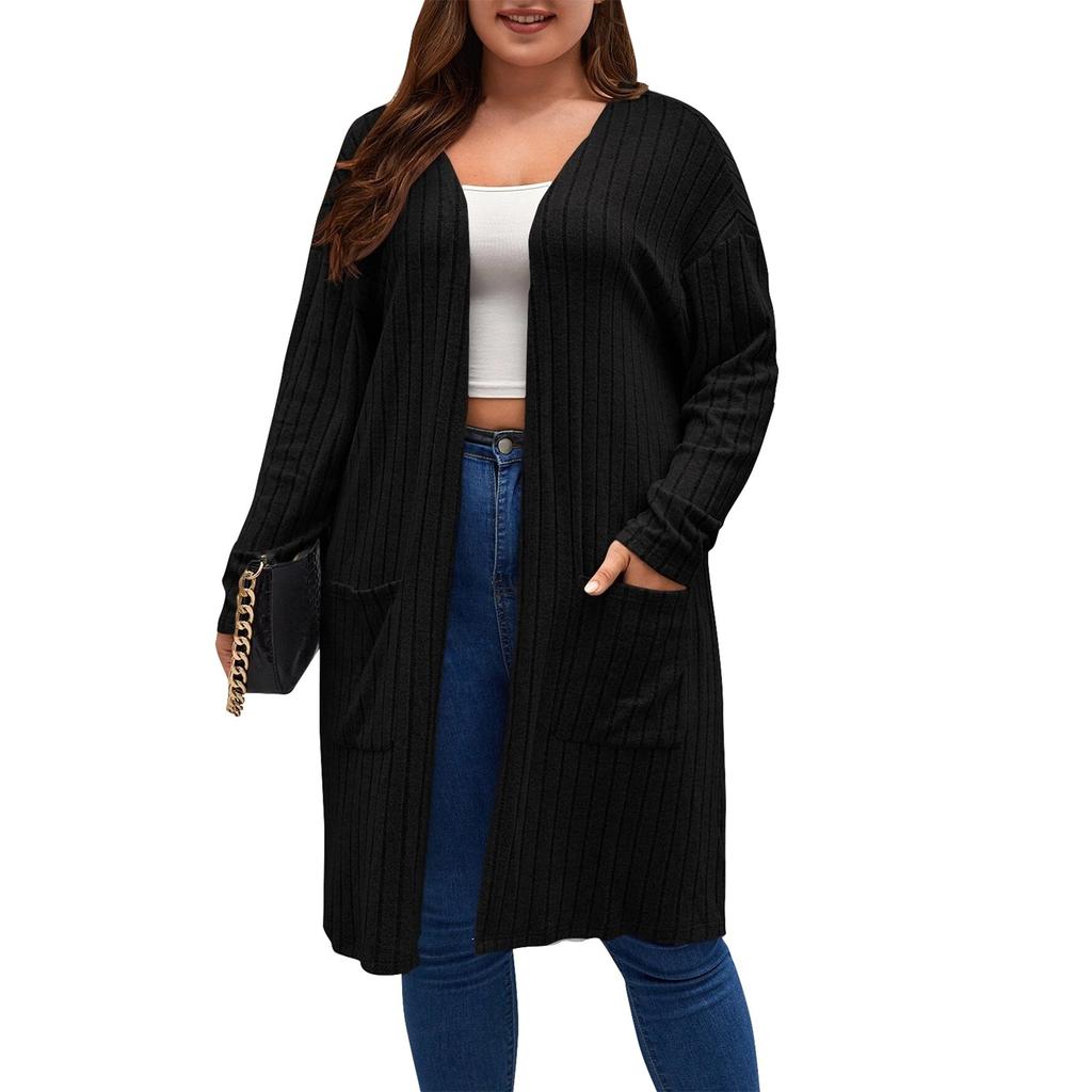Women's Fashion Casual Long Cardigan Large Size Long Sleeve Knit Jacket