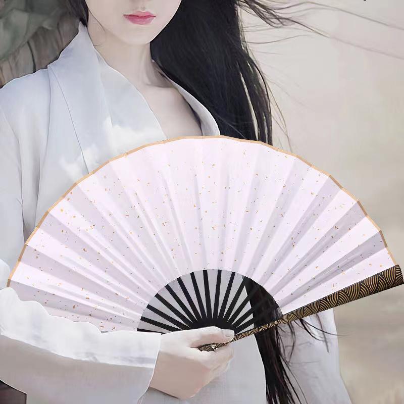 Однотонный большой складной веер- Бамбук и дерево на холсте ручной веер Уличный Портативный Складной Веер Домашний Декор Поделки надписи подарок