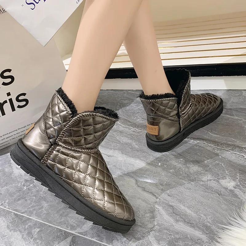 Модные новые классические женские зимние сапоги зимние теплые плюшевые сапоги женская зимняя повседневная обувь женские ботильоны модные туфли на платформе