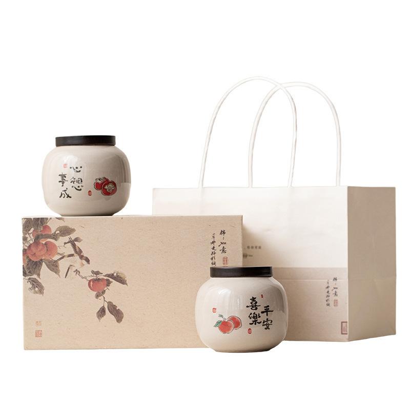 Ceramic tea can small household sealed tea can portable mini small can empty can high-end gift box tea packaging