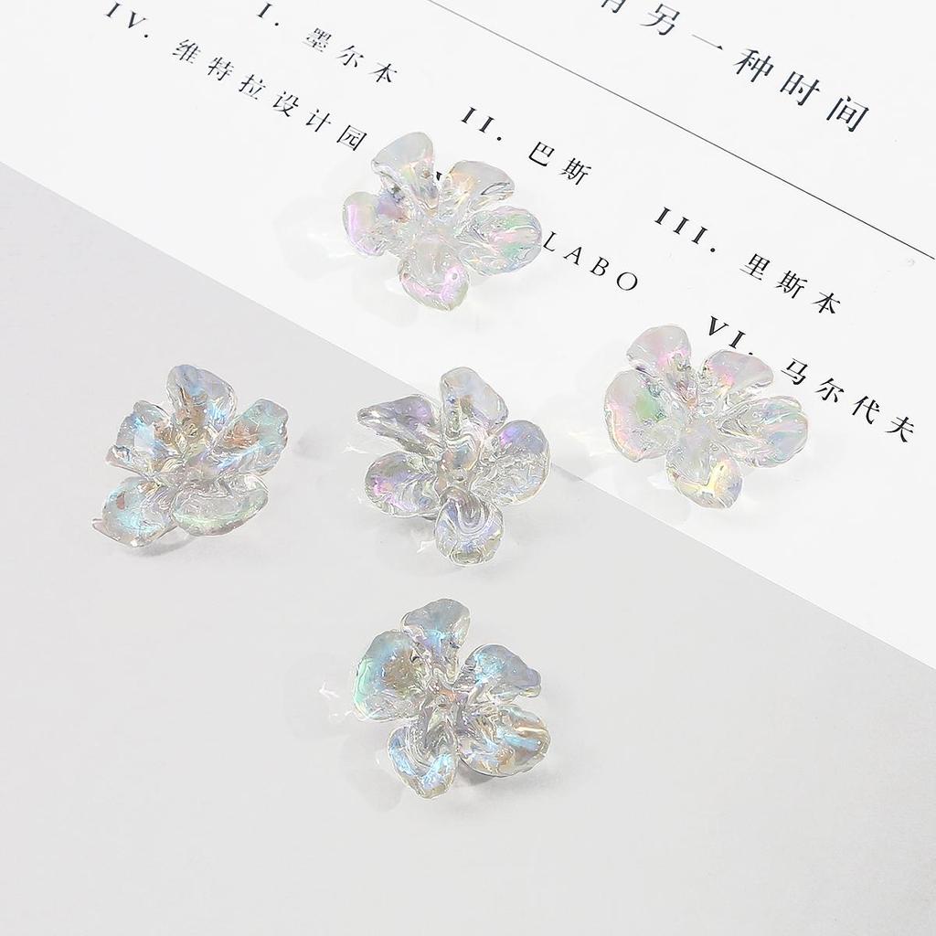 4pcs Acrylic Colorful Flowers Beads for DIY Jewelry Making Findings
