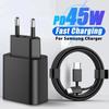45W USB C PD Charger Fast Charging for Samsung Galaxy S24 S23 Ultra Note 10 Plus USB C Type C Cable Mobile Phone Charger Adapter