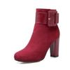 Size 32-43 Girls Boots Women High Heel Ankle Boots Fashion Suede Belt Buckle Round Head Winter Zipper Boots Female Party Shoes