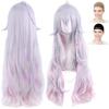 CaseEden Cosplay Wig, Premium, Smooth, Long, Heat-Resistant, Silver Hair with Pink Mesh (WIG5532)