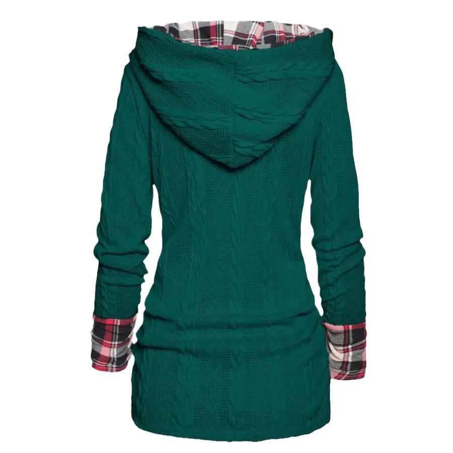 Женский свитер с капюшоном, вязаный косами, пуловер - повседневная толстовка с длинным рукавом 2023