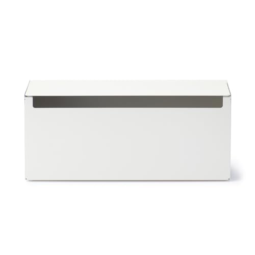 MUJI Steel Tap Storage Box, Flap Type, White Gray, 32cm (W) x 10cm (D) x 14cm (H), 44596654, Cable Box, Storage Box, Wire Concealment
