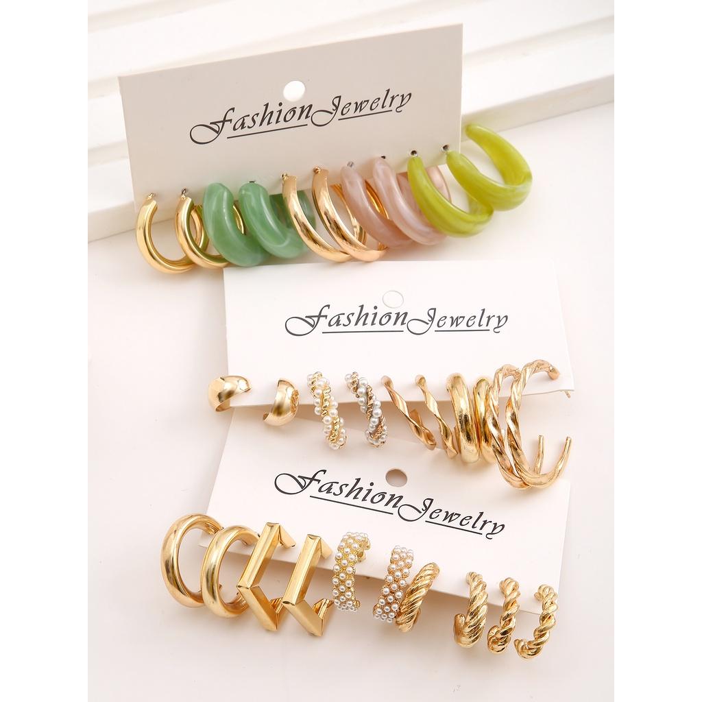 iF ME 15 пар/компл. серьги-кольца, винтажные серьги из смолы с искусственным жемчугом, золотые серьги для женщин, аксессуары, ювелирные изделия