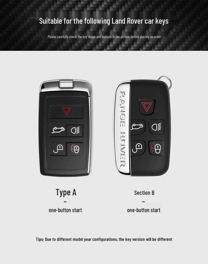 Land Rover Range Rover Key Case for Sport, Velar, Evoque, Discovery 4/5 & Discovery Sport - Carbon Fiber Shell Keychain.