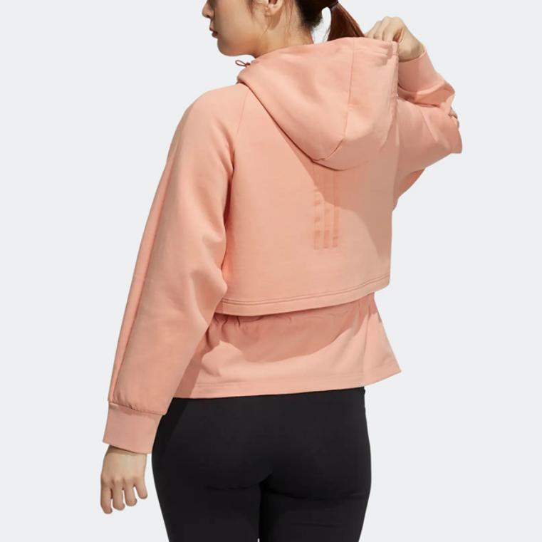 adidas Куртка Sty W Dk, однотонная, простая, с капюшоном, на молнии, с длинным рукавом, женская, розовая, H07402