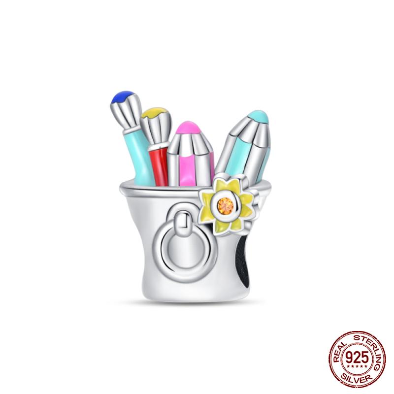 Copper Artist Brush Tools Color Palette Oil Painting Charms Beads Fit Qikaola Original Bracelets Diy Jewelry Gifts