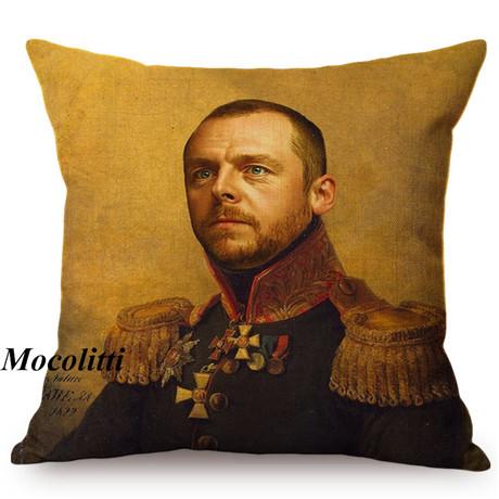 Military Generals Oil Painting Art Decorative Throw Pillow Case Celebrity Star General Costume Design Bedroom Sofa Cushion Cover