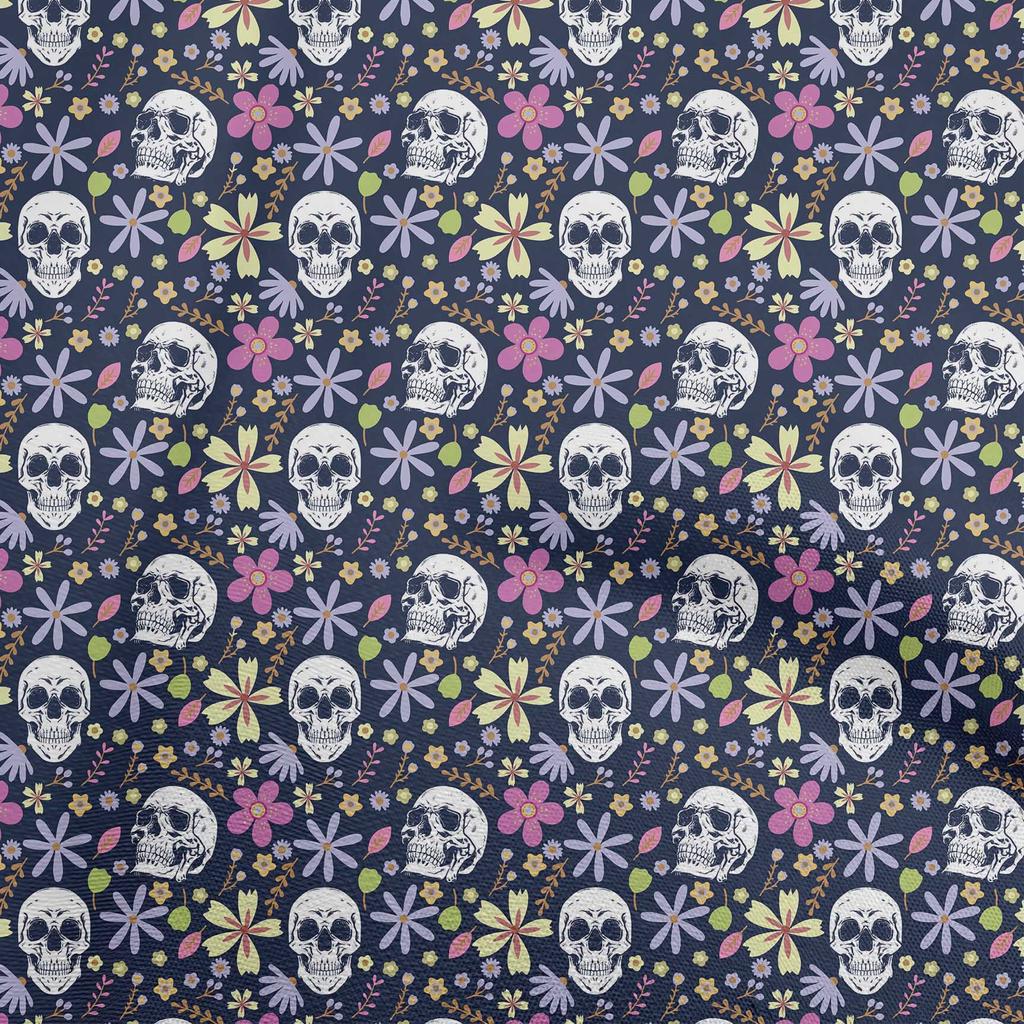 oneOone Cotton Flex Gray Fabric Skull Sewing Material Print Fabric By The Yard 40 Inch