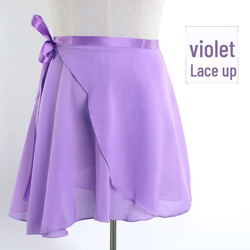 Взрослая шифоновая сетчатая балетная юбка - средней длины, большой клёш, цельная на завязках