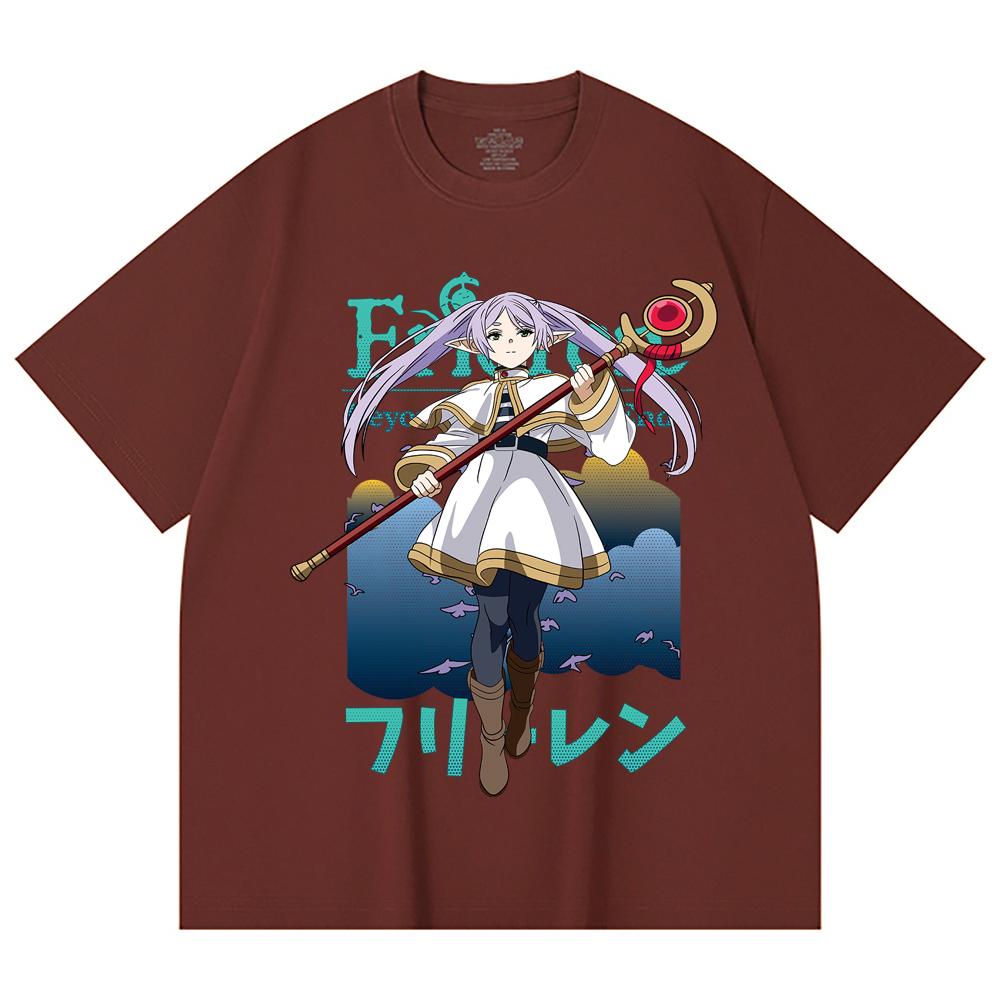 230 Gsm 100% Cotton Frieren V4 Print Unisex Heavy Cotton T Shirt