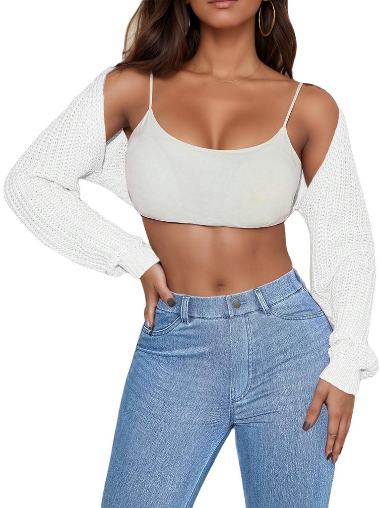 Rose Beauty A Y2K Street Daily Casual Batwing Sleeve Shrug Crop Cardigan Open Front Coat