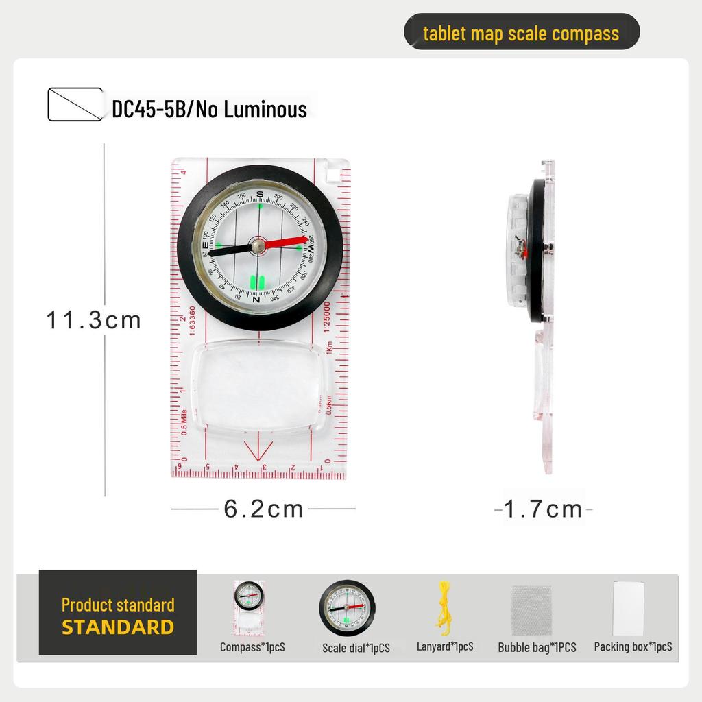 Outdoor Compass with Magnifying Glass and Ruler Scale for Students and Orienteering