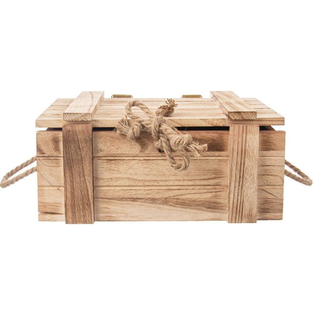 Деревянный ящик для хранения с крышкой 30x21x12 см