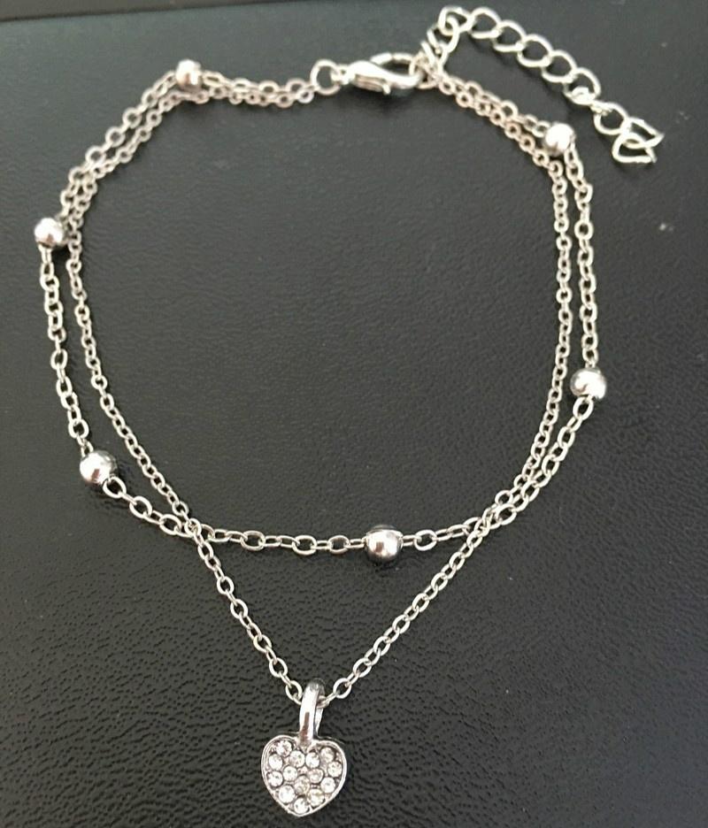 Women Heart Diamond Anklets Foot Chain Beach Jewelry