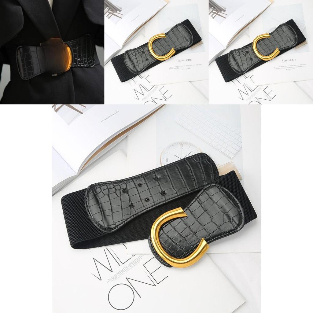 European Style Wide Faux Leather Belt For Dresses And Coats With Elastic Waistband 2021 Fall Collection