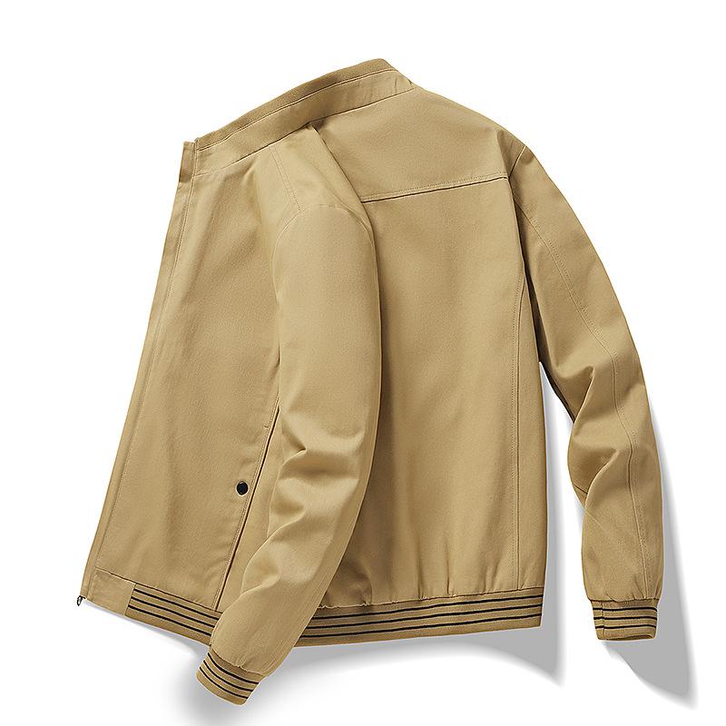 Spring and Autumn Middle-aged Men's Business Casual Cotton Jacket Men's Clothing Middle-aged and Elderly Stand-up Collar Jacket Dad On Clothes