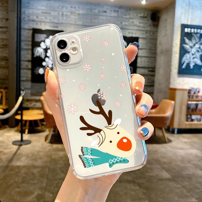 Прозрачный чехол для Apple iPhone 14 11 13 12 Pro 7 8 Plus XR X XS Max 6 6S 13Pro, силиконовый чехол для телефона, милая мультяшная кукла, Рождество