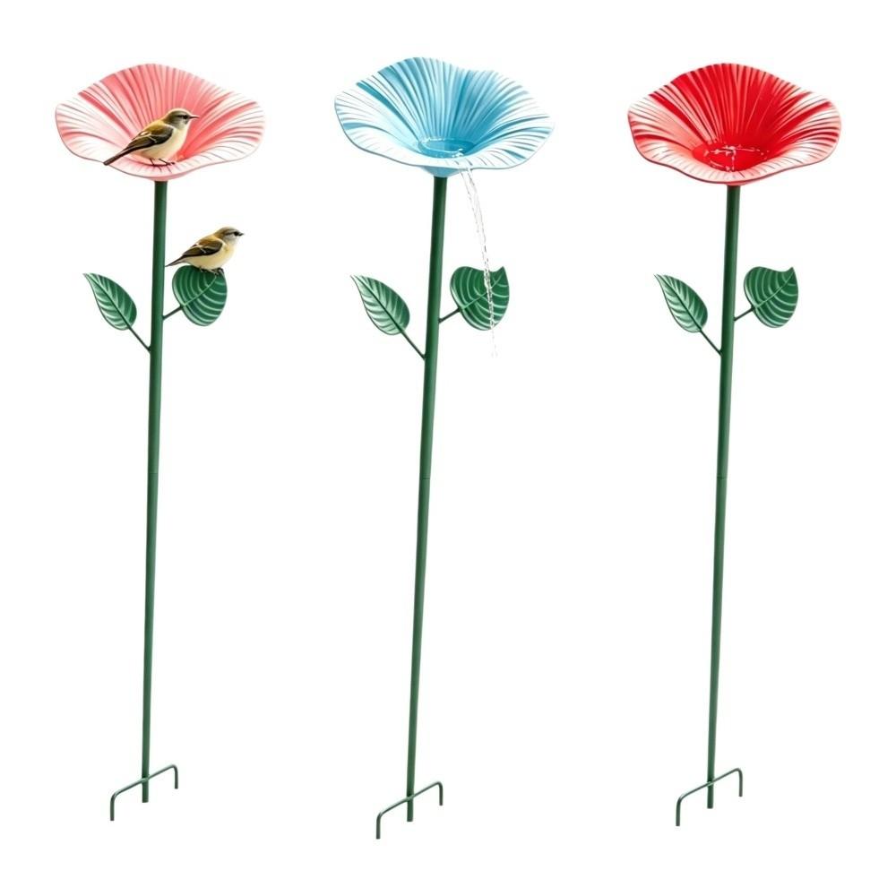 Iron Bird Feeding Dish Creative Bird Water Bowl Flower Shaped Bird Bath Hummingbird