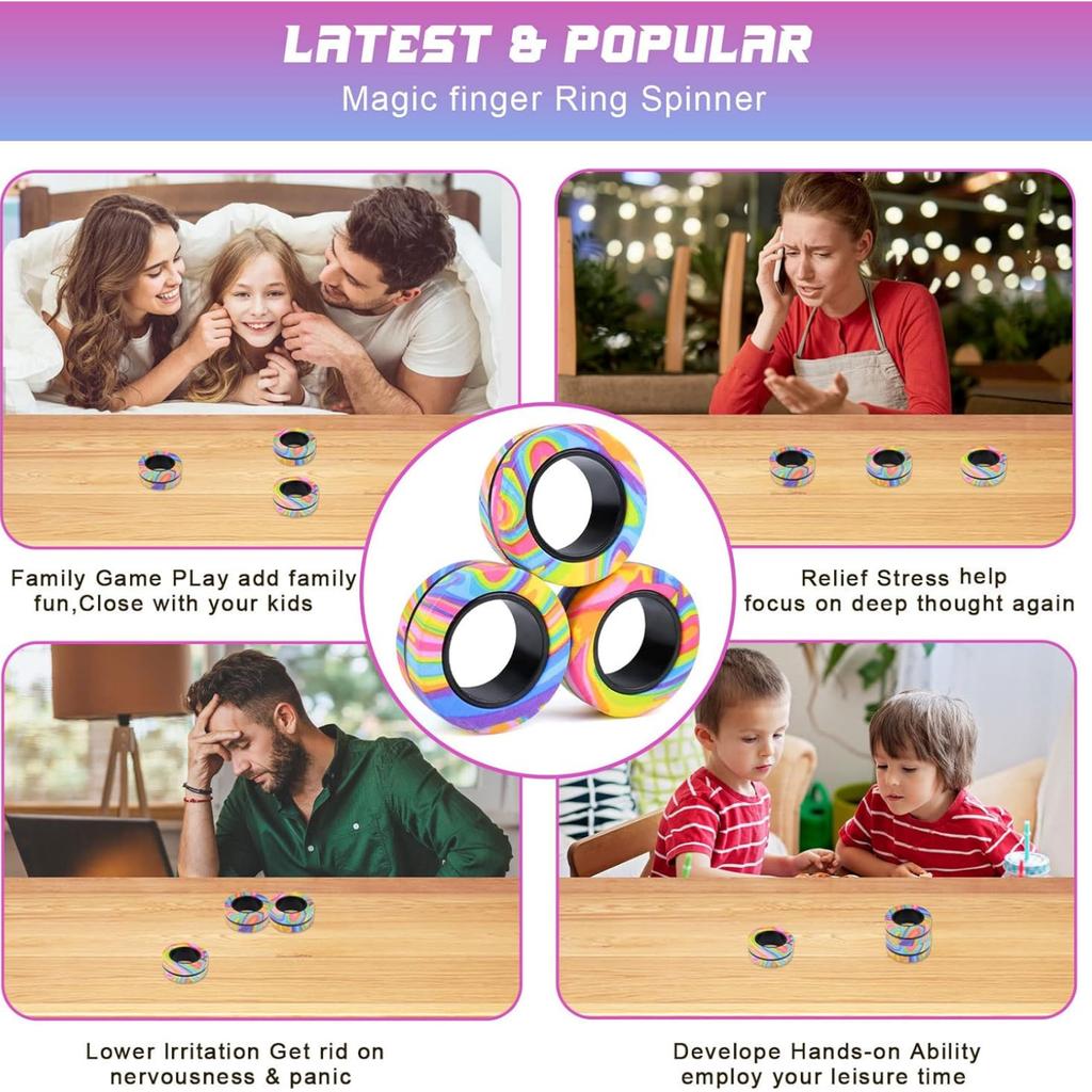 Магнитные Кольца Игрушка-Антистресс, Магнитный Пальцевый Спиннер для СДВГ и Тревожности, Самая Крутая Магнитная Игрушка для Снятия Стресса для Детей, Взрослых, Подростков, Подарки
