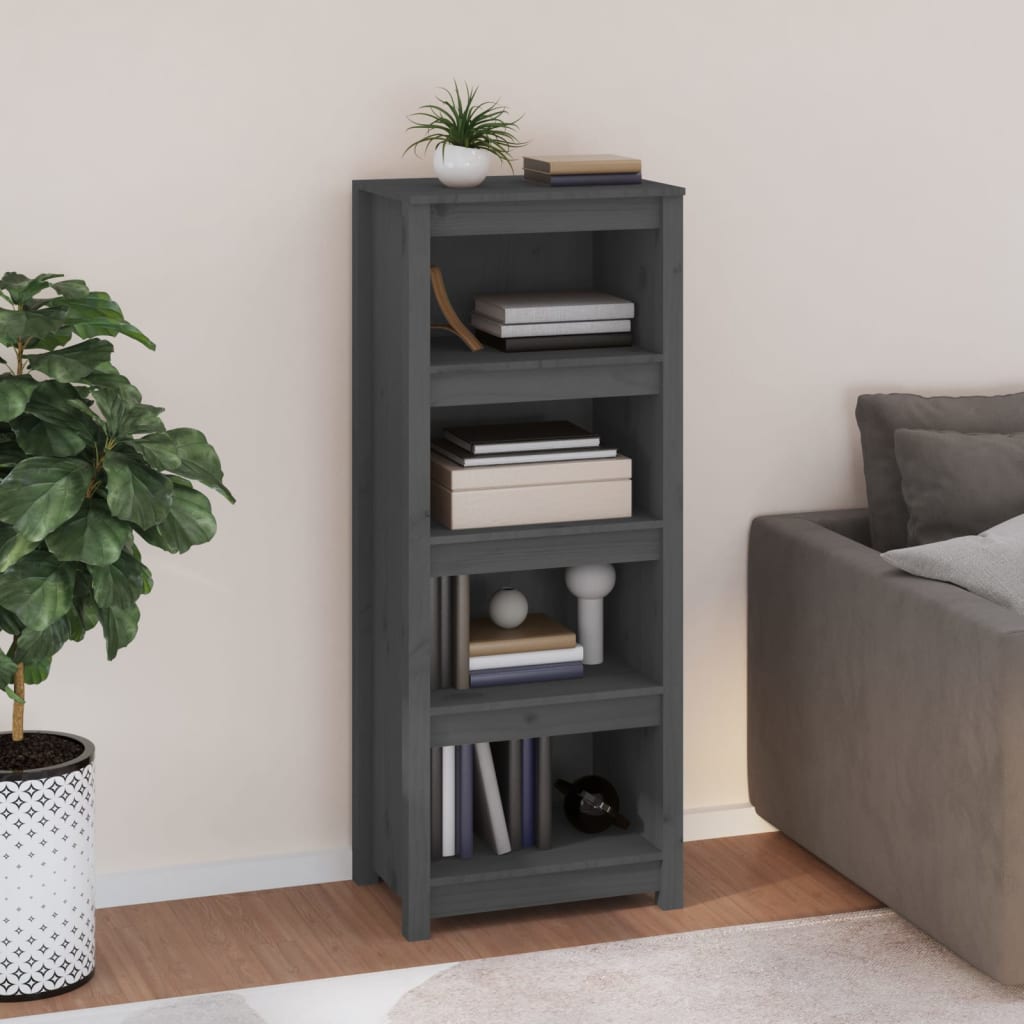 Книжная полка Серая 50 x 35 x 125,5 см Массив сосны