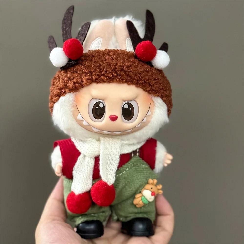 Одежда для кукол 15-17 см Labubu Одежда Шапка Счастливого Рождества Шарф Набор Лось Снеговик Мини Плюшевый Аксессуар для Куклы Новогоднее Платье Подарок