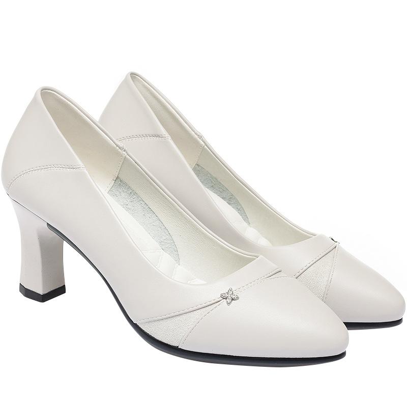 Мода Женская мода Черный искусственная кожа Весна Slip On квадратный каблук Туфли женские повседневные офисные туфли французский ретро мелкий рот темперамент