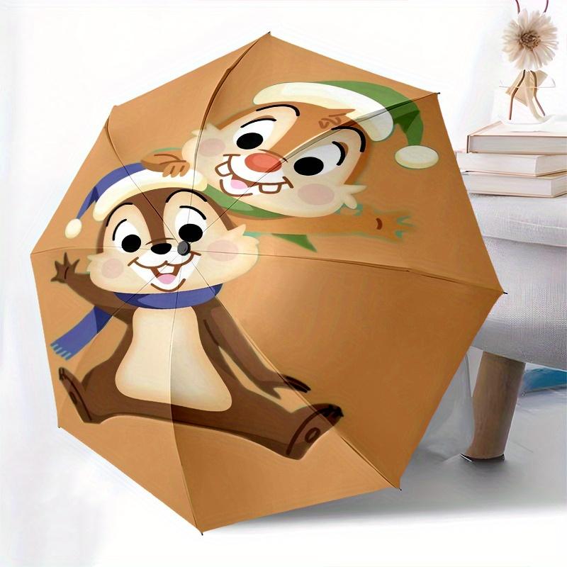 Disney Chip,Dale,Christmas Fashion Manual Folding Umbrella - Reinforced Eight Ribs, Automatic Opening and Closing, Lightweight, Ssuitable Fo
