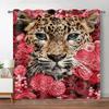 Leopard Flower Window Curtain Living Room Tiger Block Out Curtains For Bedroom Dorm Wild Lion Rose Aesthetic Home Decor 2 Panels
