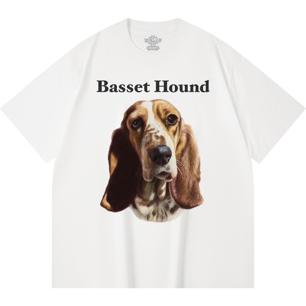 Футболка из 100% хлопка плотностью 230 г/м2 с принтом бассет-хаунда, забавная футболка из чесаного хлопка в стиле Харадзюку