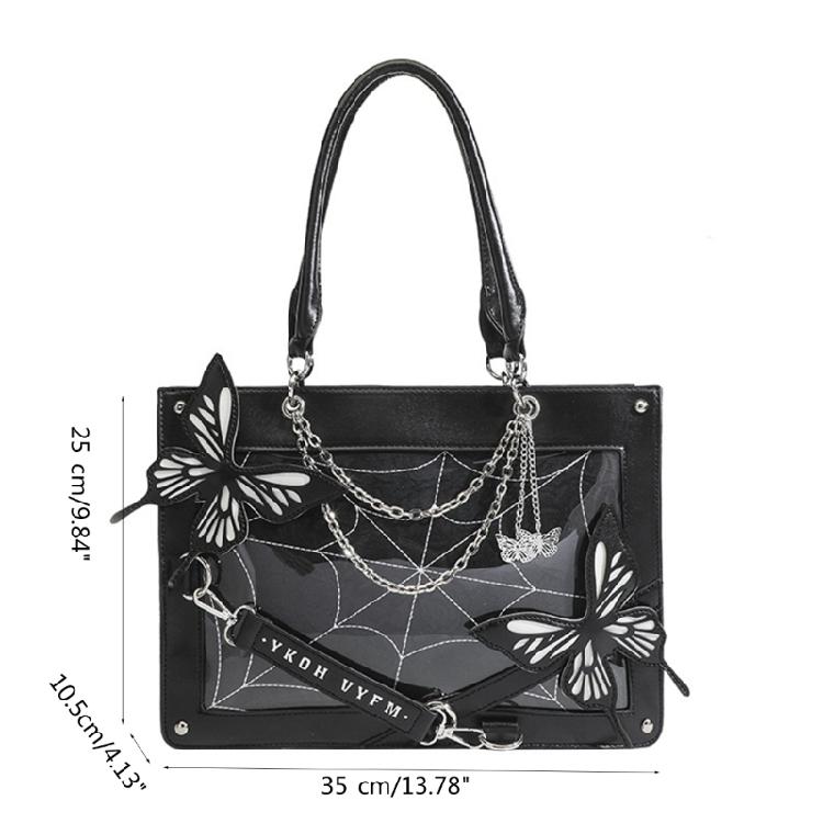 Сумки-мессенджеры в панк-стиле, Хэллоуин, готические, с бабочками, паучьей сетью, сумки-тоуты