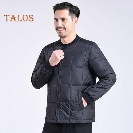 Мужская куртка-пуховик осень-зима с воротником-стойкой, длинным рукавом, утолщенным бархатным хлопковым пальто с карманами, однотонная стеганая верхняя одежда