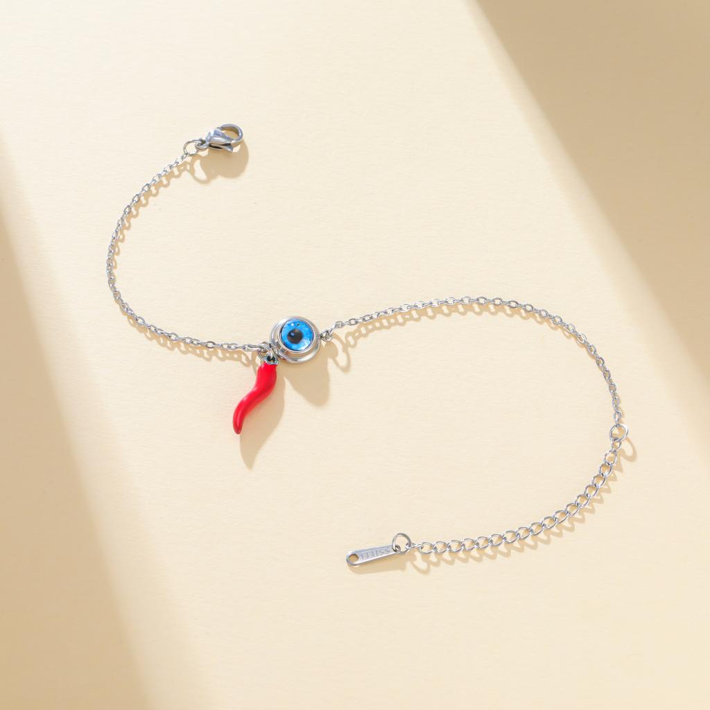 Cazador Stainless Steel Blue Evil Eye Italian Horn Charm Bracelets for Women Bracelets Lucky Protection Jewelry Gift 2026