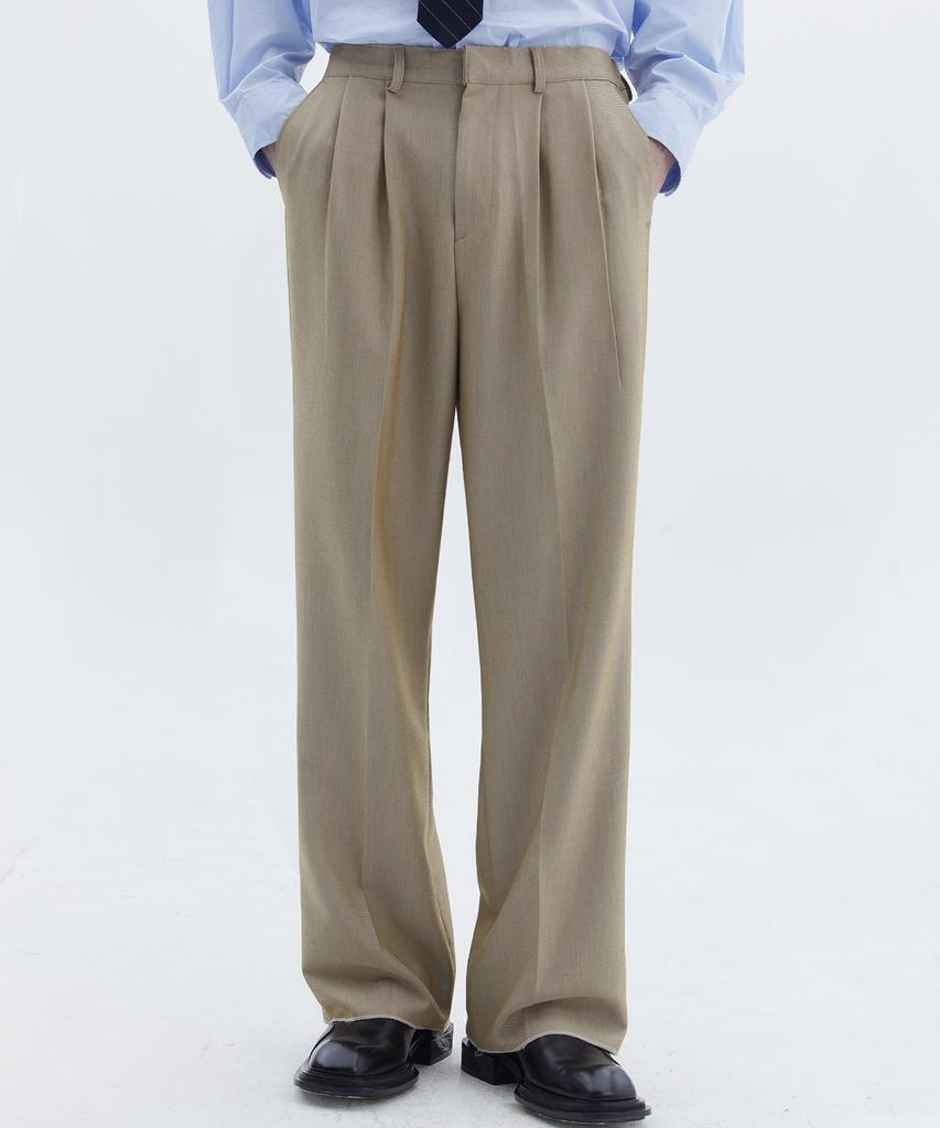 TRIP LE SENS Light Double-Pleated Wide Slacks _Pure Gray