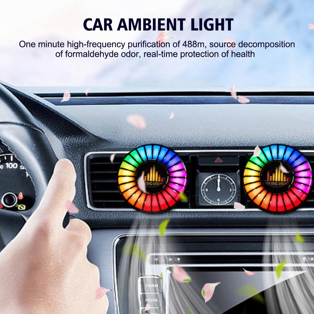 24 светодиодных ламп RGB Sound Control Voice Rhythm Ambient Pickup Lamp для автомобильного диффузора Vent Clip Air Fresheners Fragrance App Con B4x6