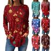 Women's Loose Round Neck Christmas Print Long Sleeve T-Shirt Top Pullover