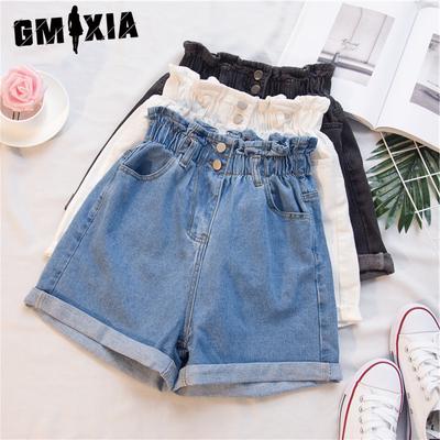 Джинсовые шорты до бедра, женские, больших размеров, с эластичной талией, утягивающие, свободные, с отворотами, широкие, трапециевидные шорты