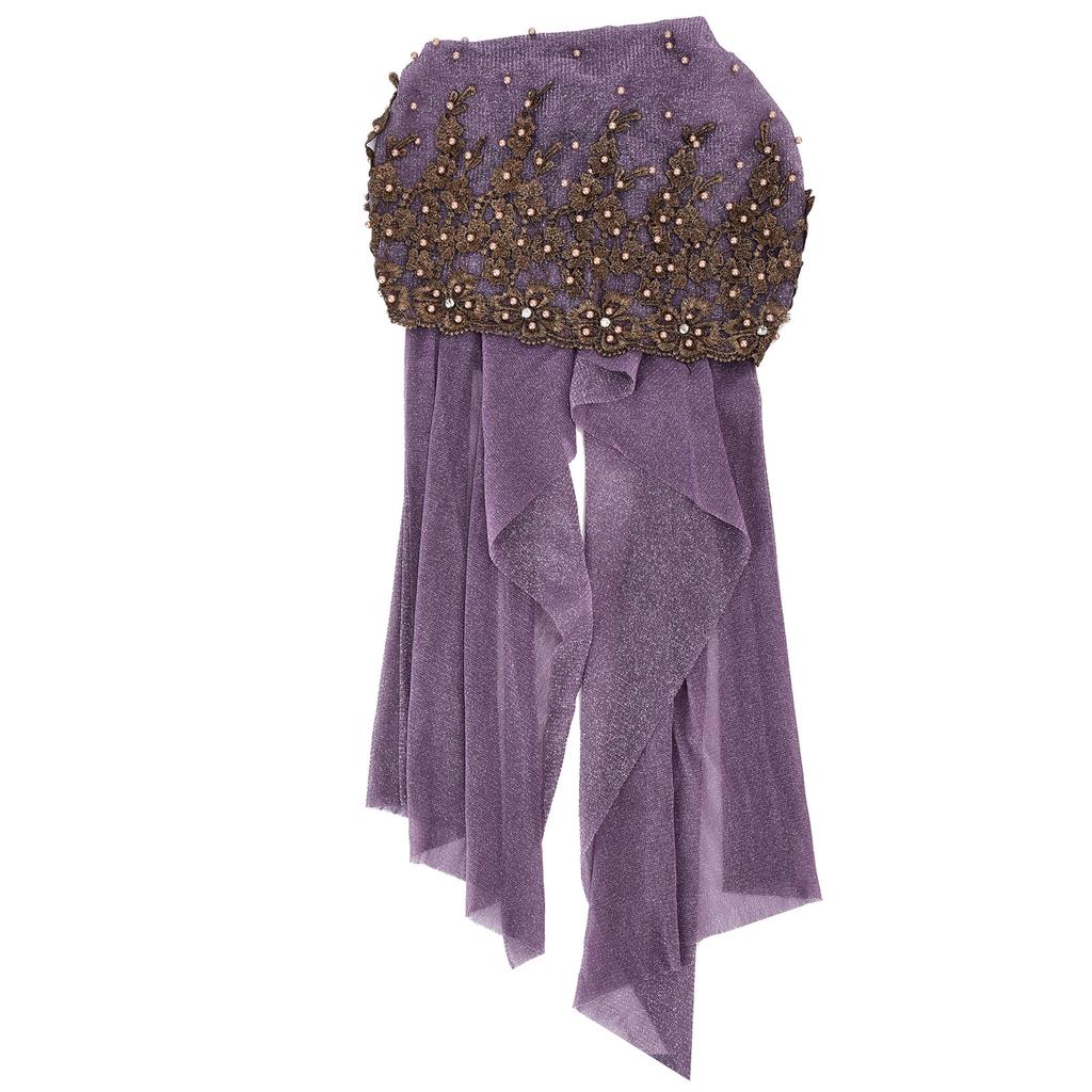 Turban Fashion Unique Women"s Retractable Retro Beaded Bandage Muslim Long Scarf HatPurple