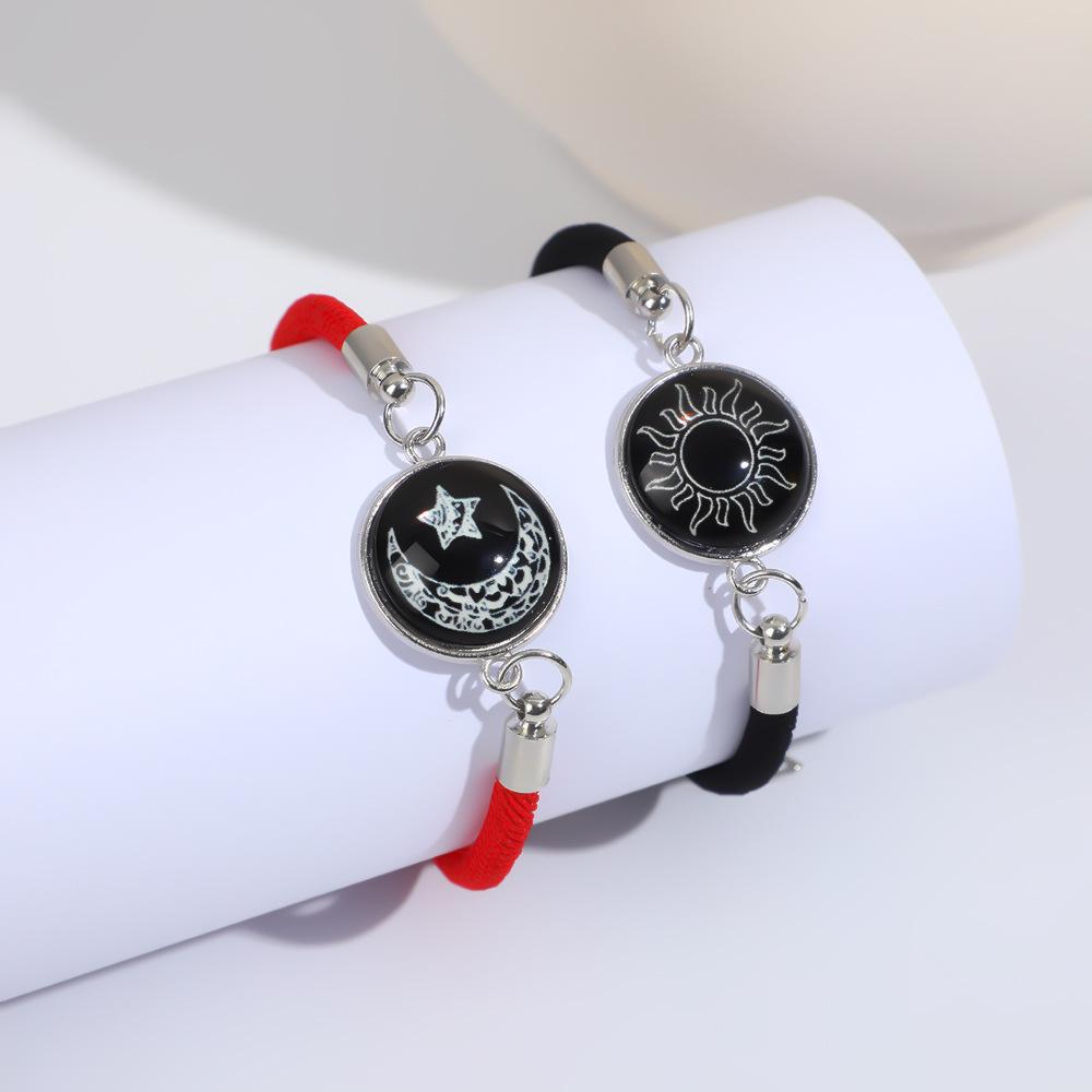 Светящиеся браслеты для пары «Солнце и Луна» - Ручная работа, плетеная веревка, подарок на День святого Валентина