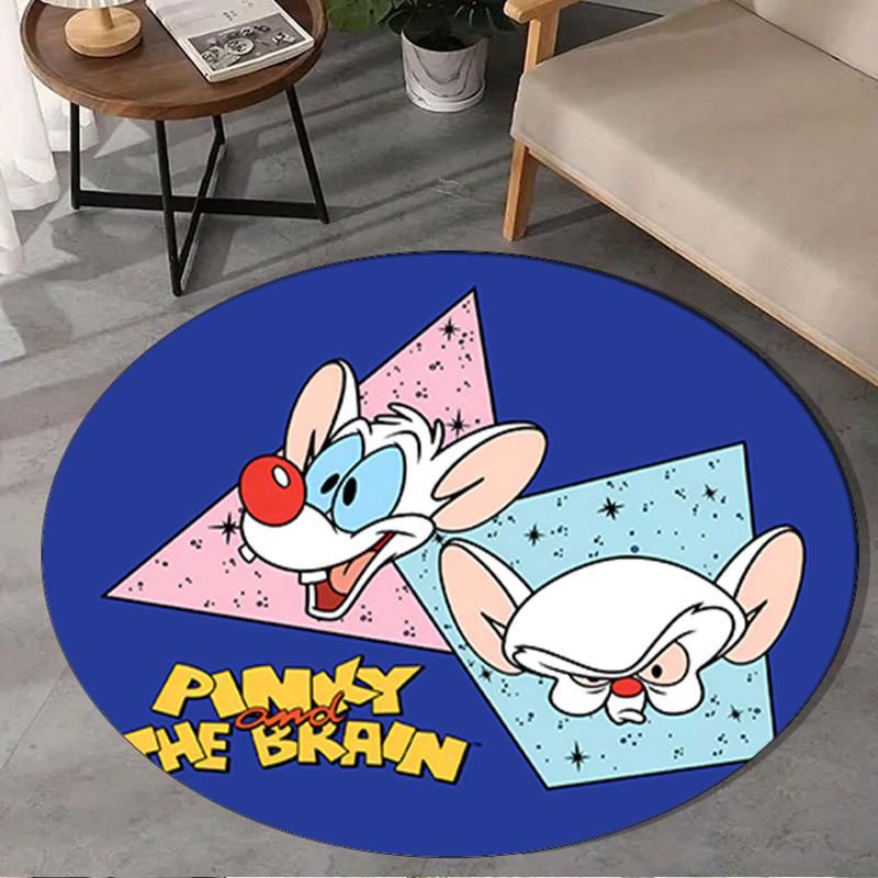 Pinky Brain's Adventure Round Rug for Livingroom,Bedroom, Palyroom, Chair Rug, Area rug, Circle Carpet, Large Size Fan Christmas gift