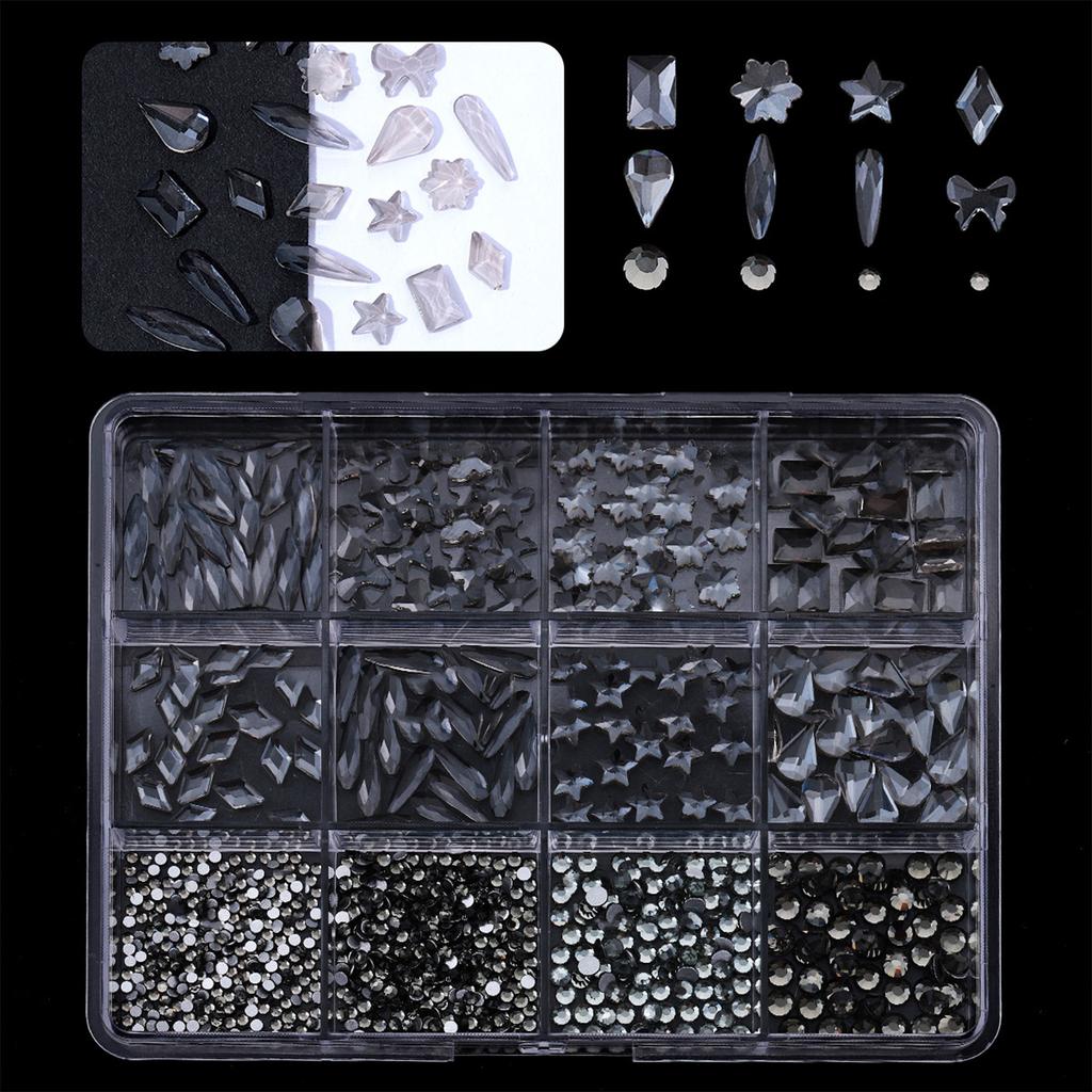 1Box 3D Nails Charm Mixed Size Glass Nails Stones with Flatback Rhinestones Crafts Nails Art for Nails Enthusiasts