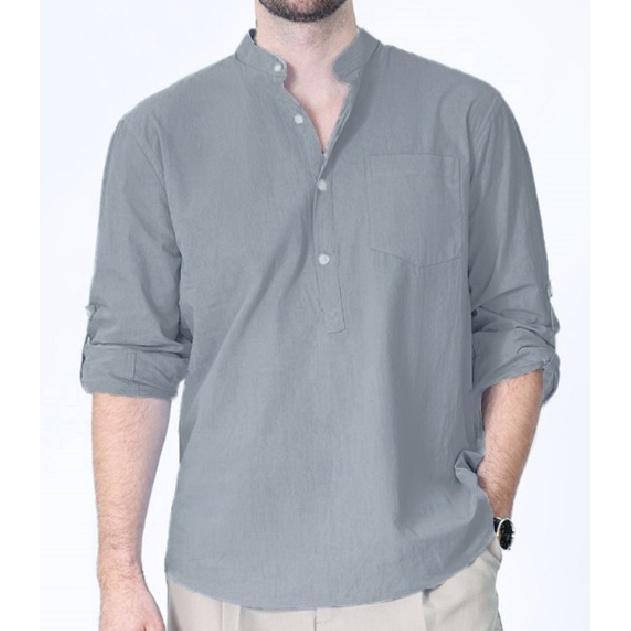 New Men'S Loose Casual Retro Coat Top Bottom Coat Cotton And Hemp Versatile Daily Classic Cardigan Beach Shirt Men'S Style