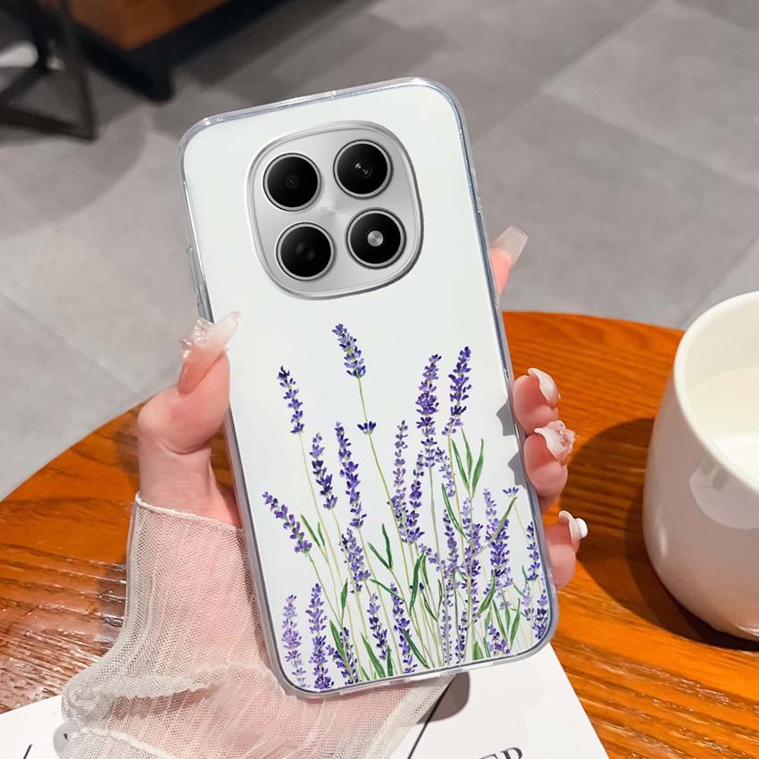 Подходит для Redmi Note 15 14 Pro 14S 15 15C A5 A1 Популярный Креативный Чехол для Телефона с Буквами и Узорами Прозрачный Силиконовый Нескользящий Чехол для Корпуса Redmi