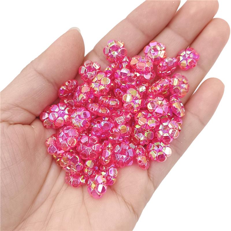 Креативные акриловые бусины-цветы для браслета «Слива» AB прозрачные цветные 40 шт. 10 мм россыпью для самостоятельного изготовления ювелирных изделий ожерелья случайные смешанные