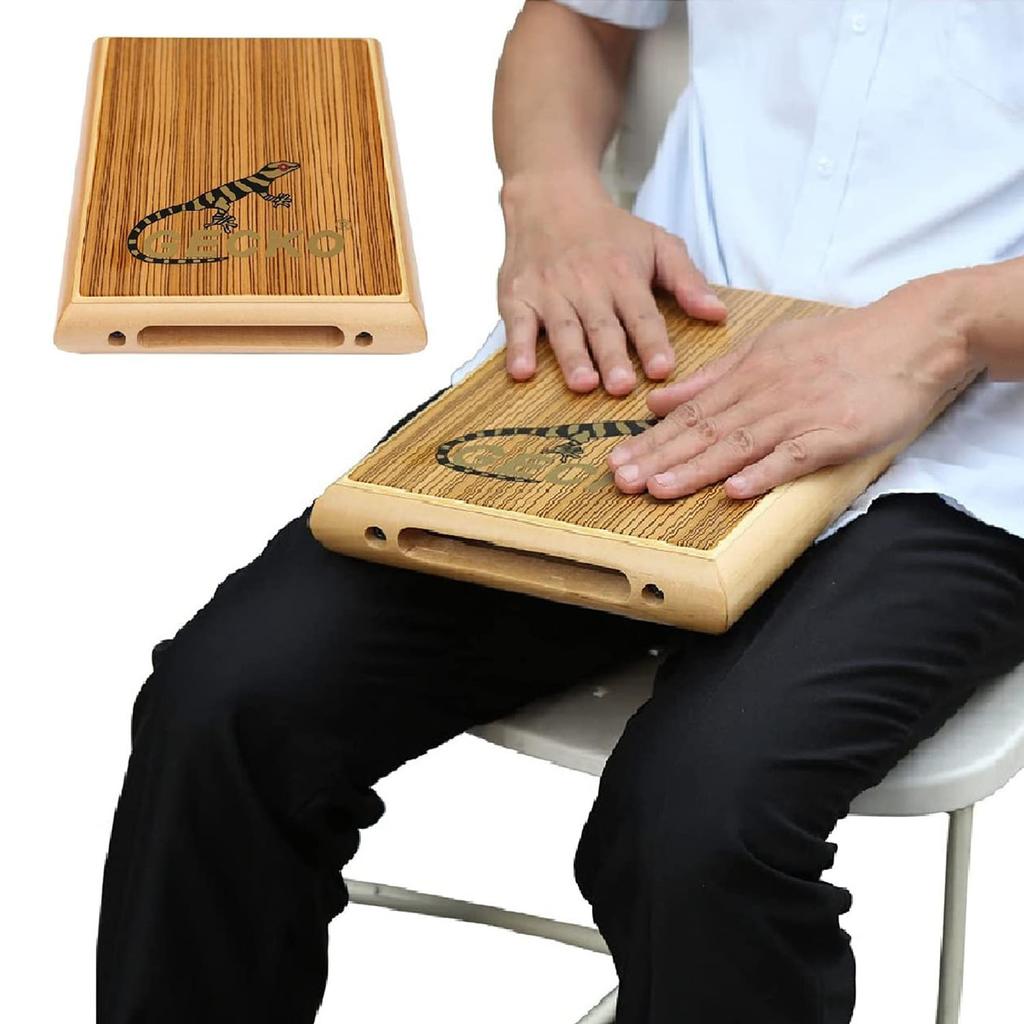 Box Drum Cajon Drum Compact Travel Cajon Flat Hand Drum Tambourine Persussion Instrument with Adjustable Wrench Carrying Bag