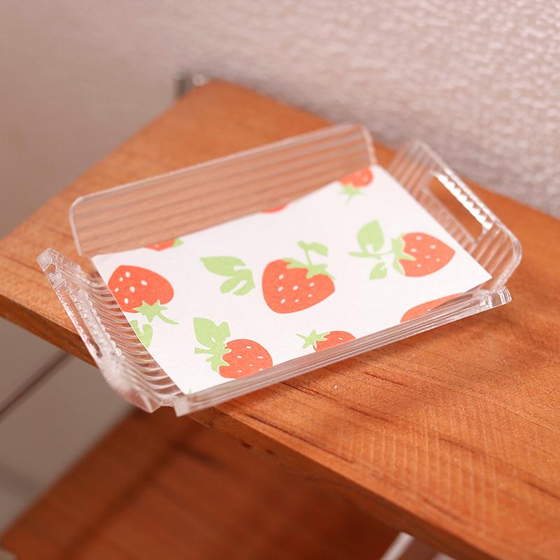 1:12 Миниатюрный кукольный домик Прозрачный полосатый поднос Мини-чайный поднос Фрукты Выпечка Десерт Хранение Поднос Тарелка Модель Декор Игрушки