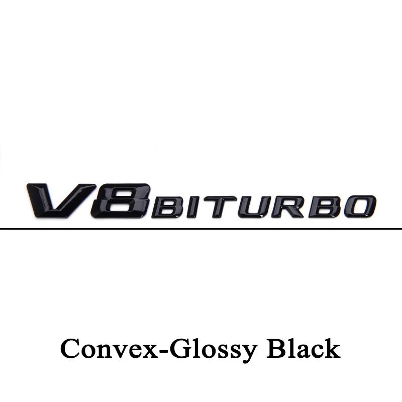 3D ABS Chrome Black Logo V8 BITURBO Emblem Car Fender Badge For C63 G63 E63 S63 Accessories